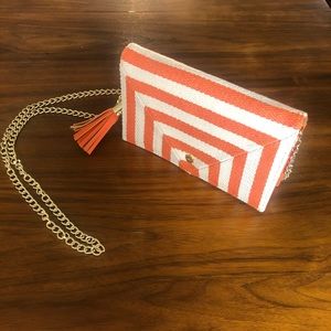 2/$10 Striped Shoulder Bag/Clutch NWOT